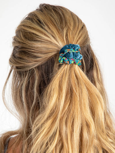 Print and Velvet Scrunchies, Set of 5