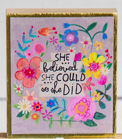 "She Believed She Could" Block Box