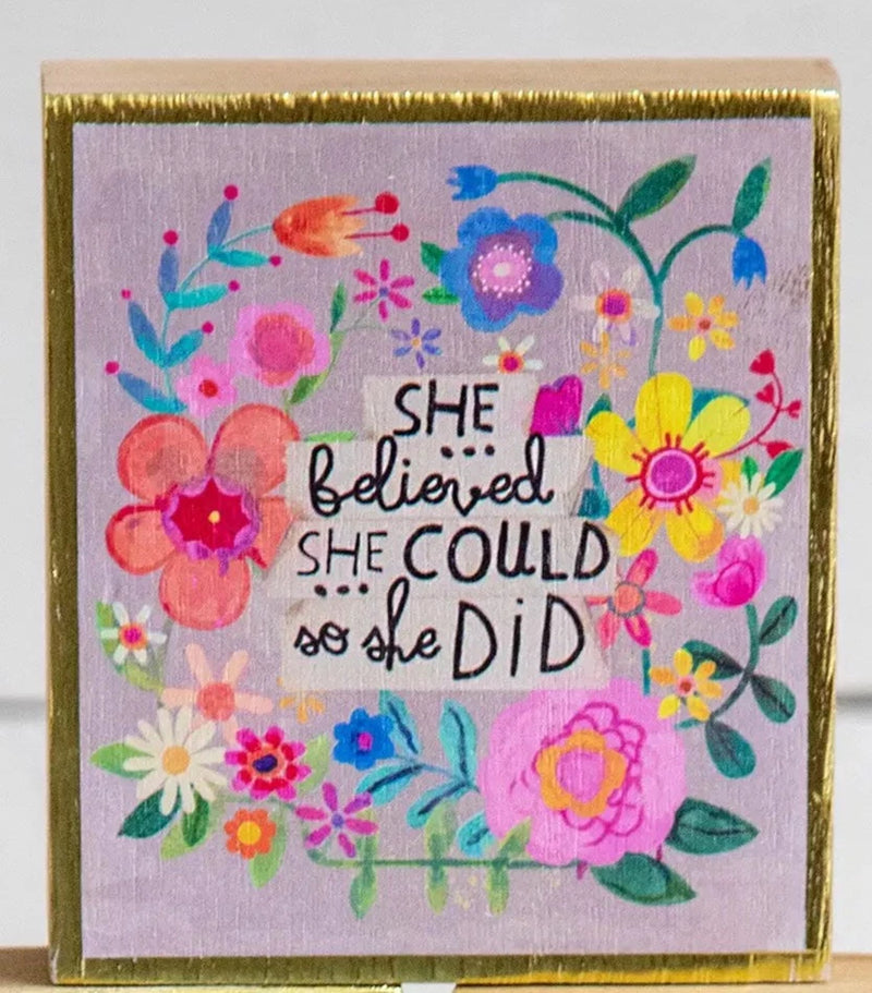 "She Believed She Could" Block Box