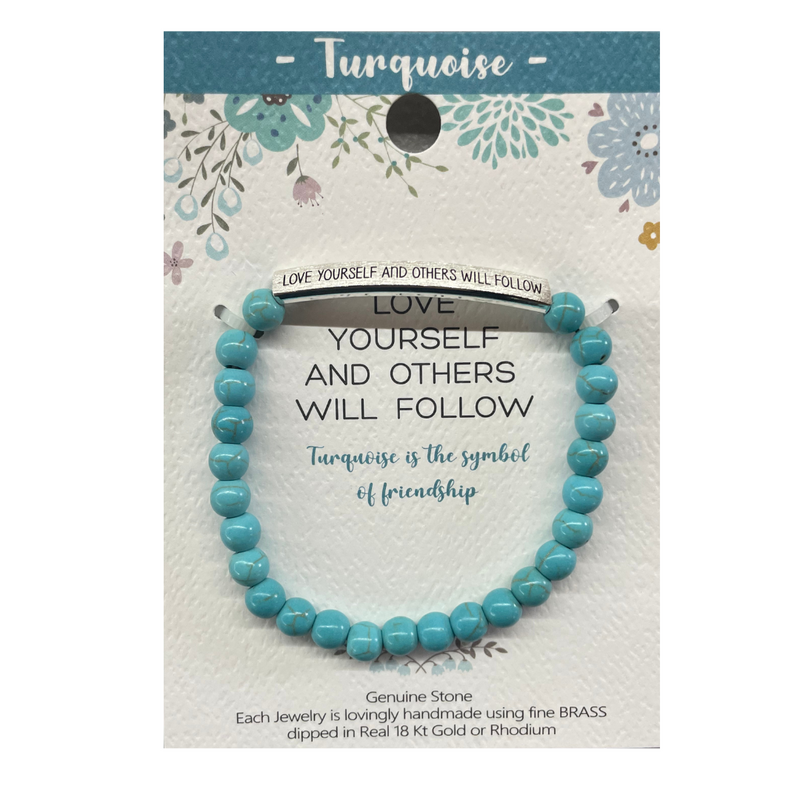 "Love Yourself" Gemstone Bar Bracelet