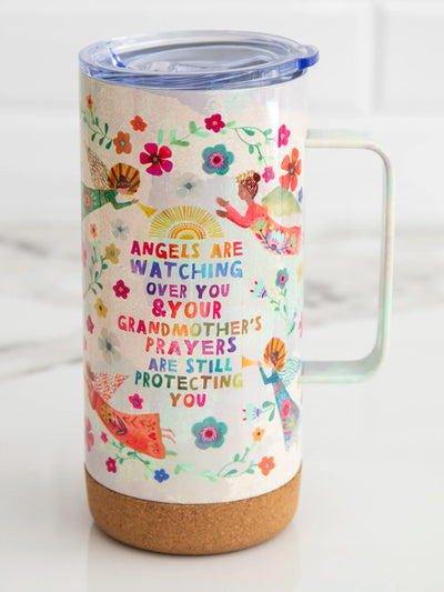 "Angels Are Watching Over You" Stainless Steel Tumbler w/ Cork Base