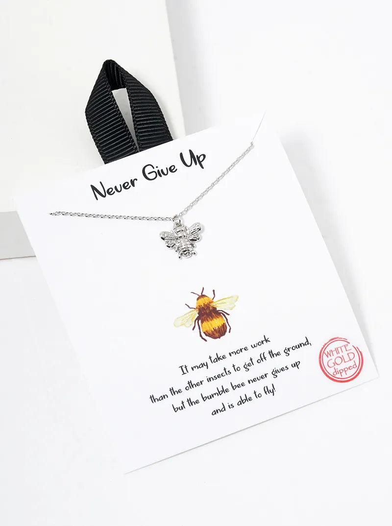 "Never Give Up" Bee Necklace