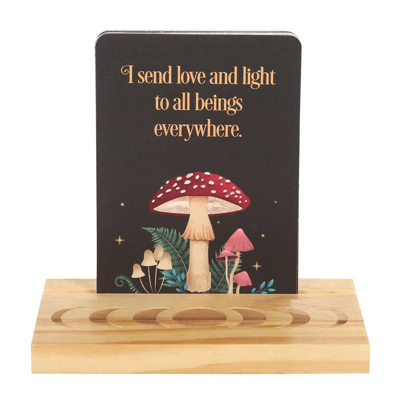 Mystical Mushroom Affirmation Cards with Wooden Stand