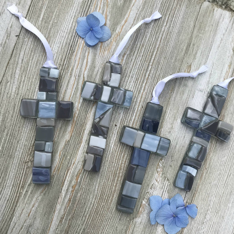 "Next Chapter" Mosaic Glass Cross