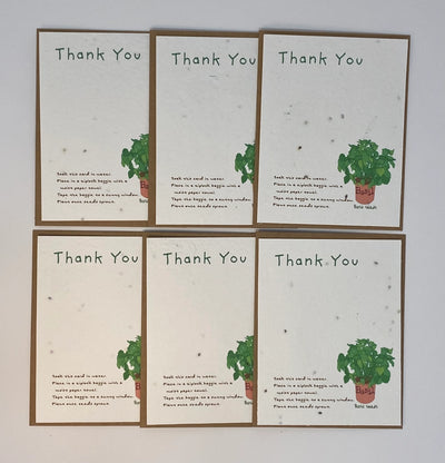 *Plantable* Thank You Herb Seed Cards ~ Eco Friendly Set of 6, Basil