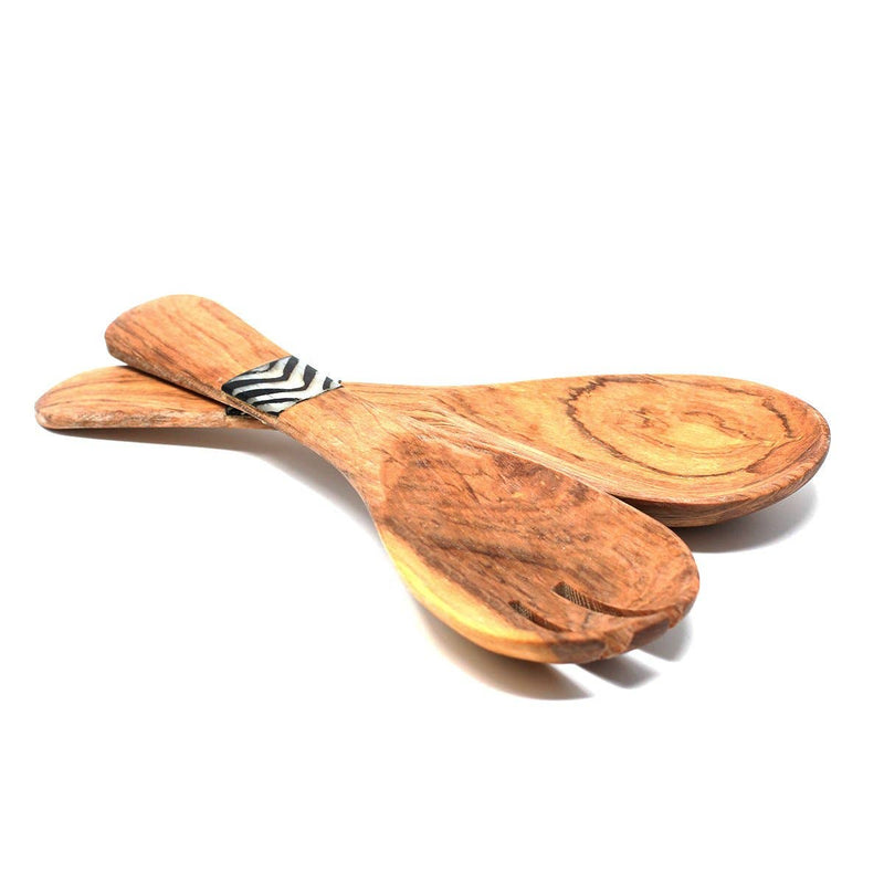 Olive Wood Serving Set - Small With Batik Inlay