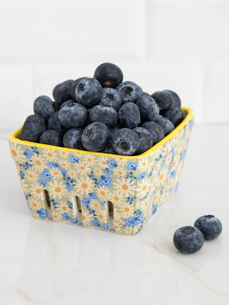 Ceramic Berry Colander - Yellow/Blue Floral