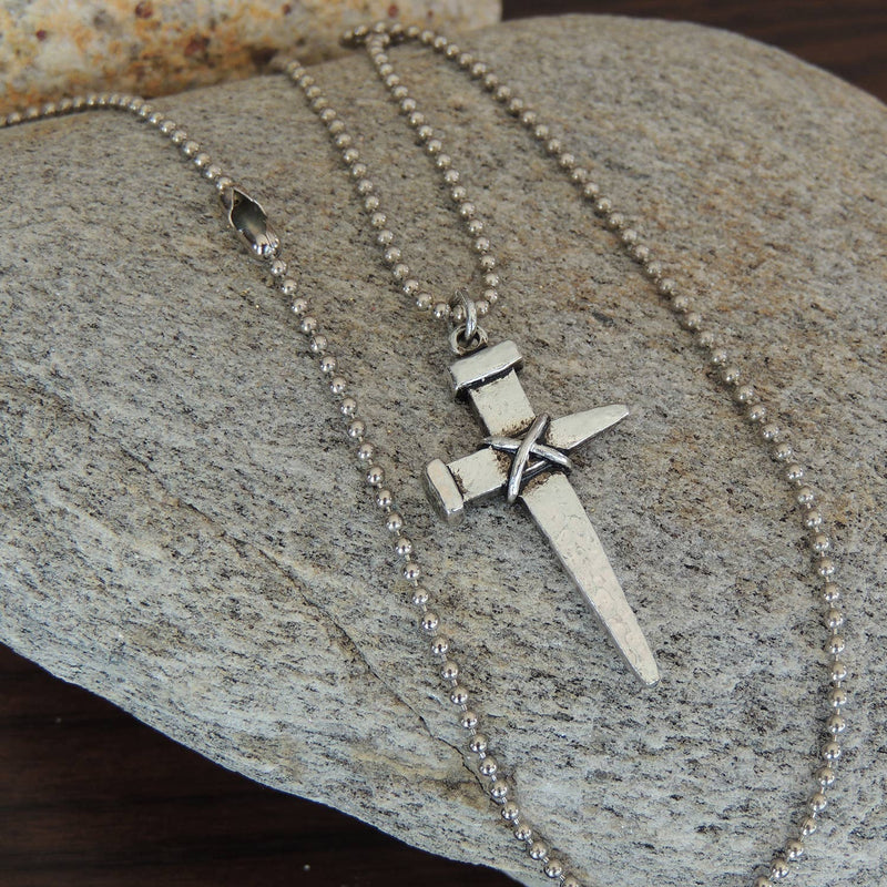 Hammered Nail Cross Pendant Necklaces