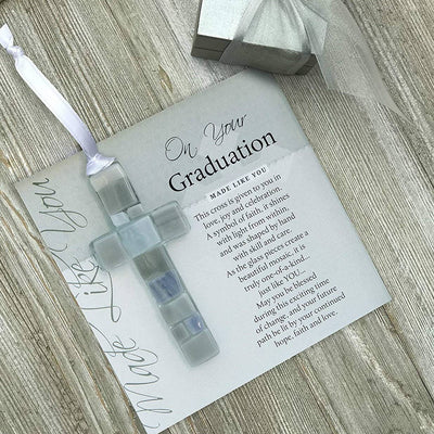 "Graduation" Mosaic Glass Cross