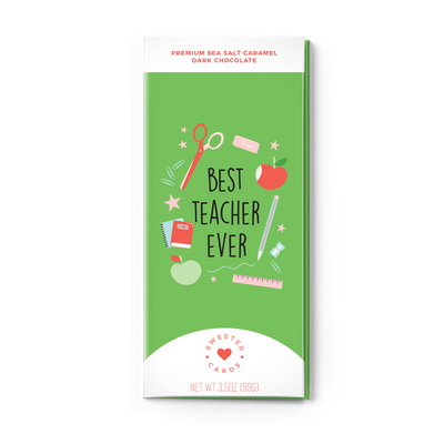 "Best Teacher Ever" Greeting Card + Chocolate Bar ALL-IN-ONE!