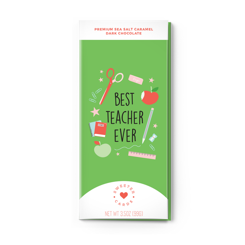 "Best Teacher Ever" Greeting Card + Chocolate Bar ALL-IN-ONE!