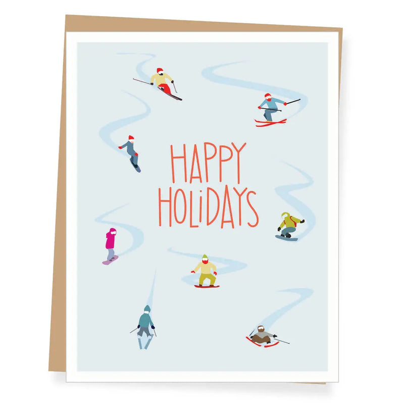 "Happy Holidays" Skiers Christmas Card