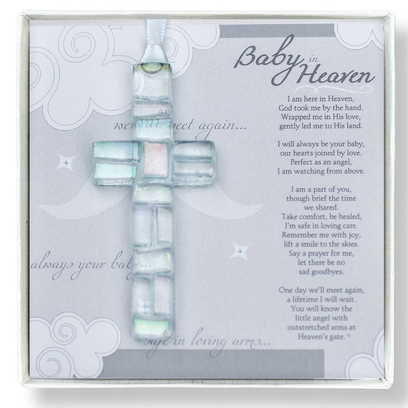 "Baby In Heaven" Infant Memorial Clear Mosaic Cross