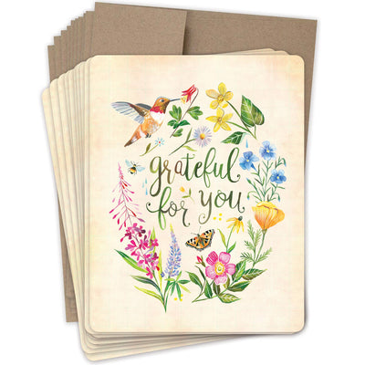 "Grateful For You" Boxed Thank You Notecard - Set of 10