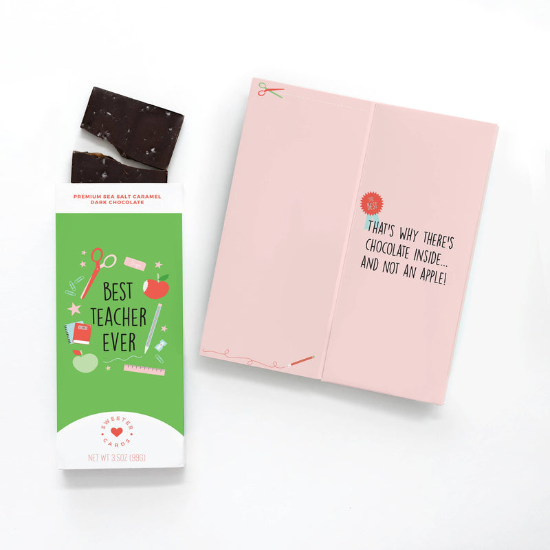 "Best Teacher Ever" Greeting Card + Chocolate Bar ALL-IN-ONE!