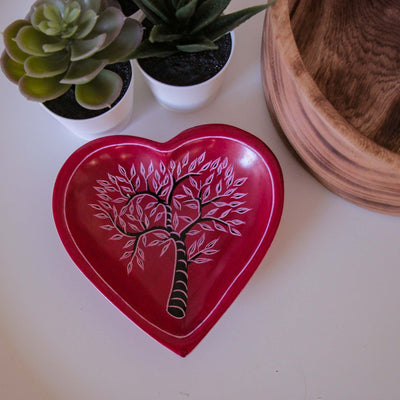 Soapstone Heart Trinket Bowl - Red Acacia Tree