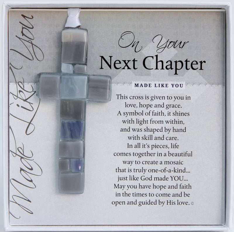 "Next Chapter" Mosaic Glass Cross
