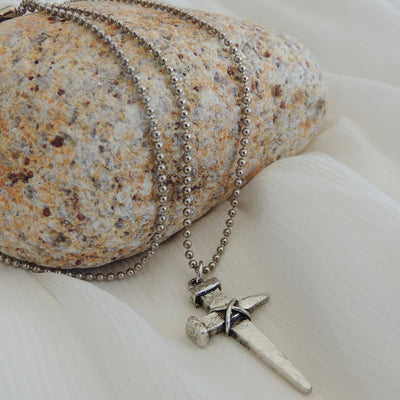 Hammered Nail Cross Pendant Necklaces