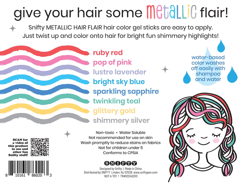 METALLIC HAIR FLAIR Shimmery Hair Color Gel Sticks - Set of 8