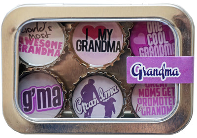 Upcycled Grandma Magnets - 6pk - Mother's Day Gift