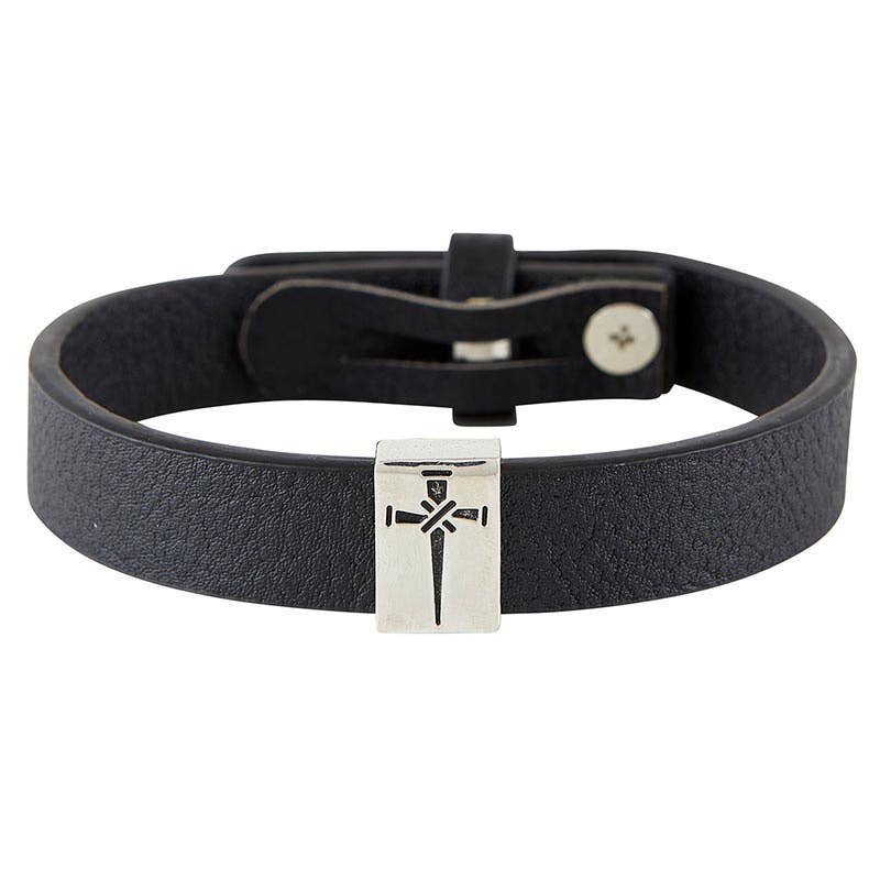 Cross of Nails Faux Leather Bracelet