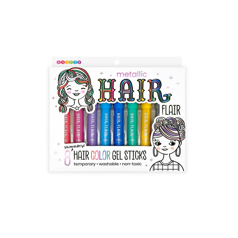 METALLIC HAIR FLAIR Shimmery Hair Color Gel Sticks - Set of 8