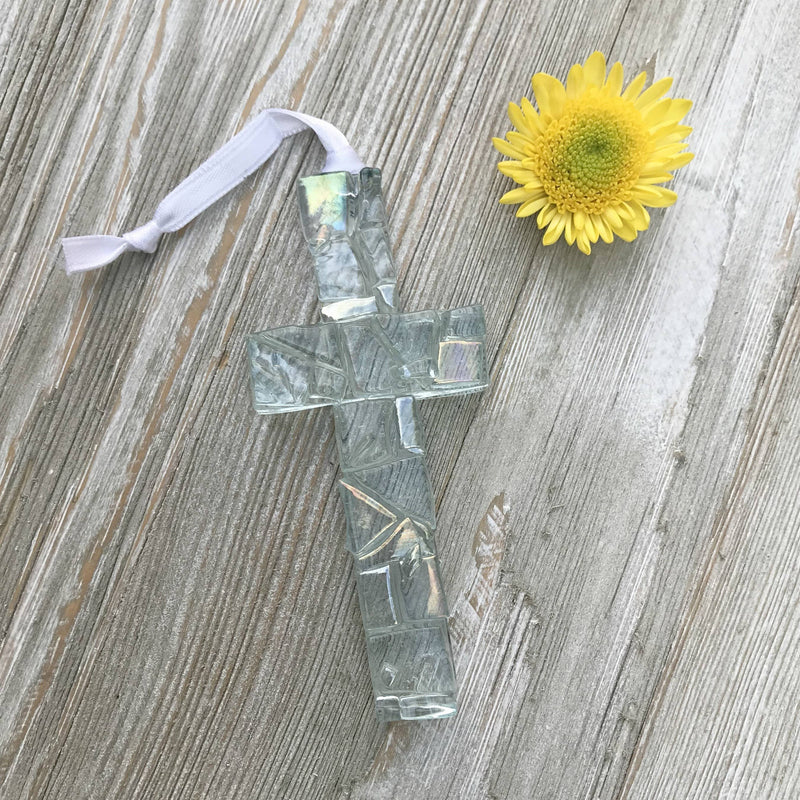 "Baby In Heaven" Infant Memorial Clear Mosaic Cross