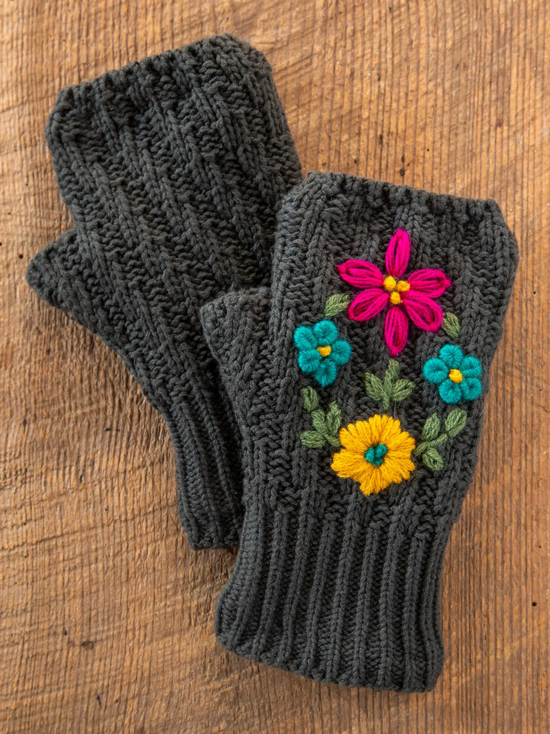 Embroidered Fingerless Gloves