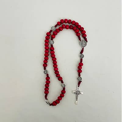 DIVINE MERCY Wooden Rosary with Clasp & Metal Details