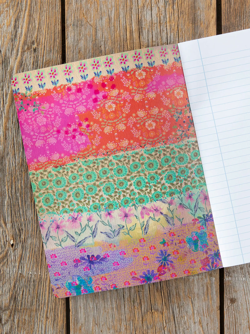 Pink Watercolor Patchwork Composition Notebook