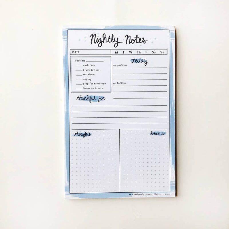 Nightly Notes Self Care Tracker Notepad