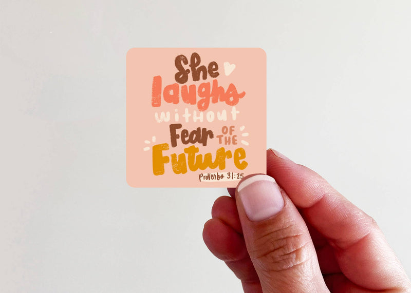 "She Laughs Without Fear" Vinyl Laptop Bottle Sticker