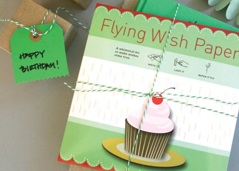 "Birthday Cupcake" Flying Wish Paper (Large with 50 Wishes + Accessories)