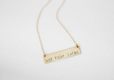 "Not Today, Satan" Bar Necklace