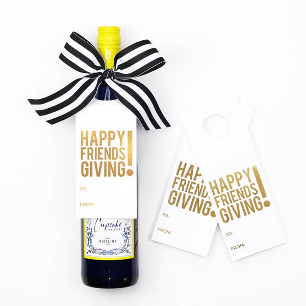 “Happy Friendsgiving” Wine Tag + Ribbon Gift Kit