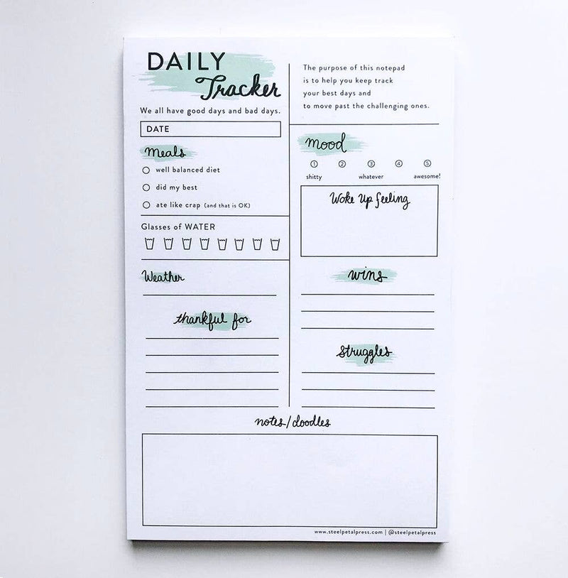 Daily Self Care Tracker Notepad