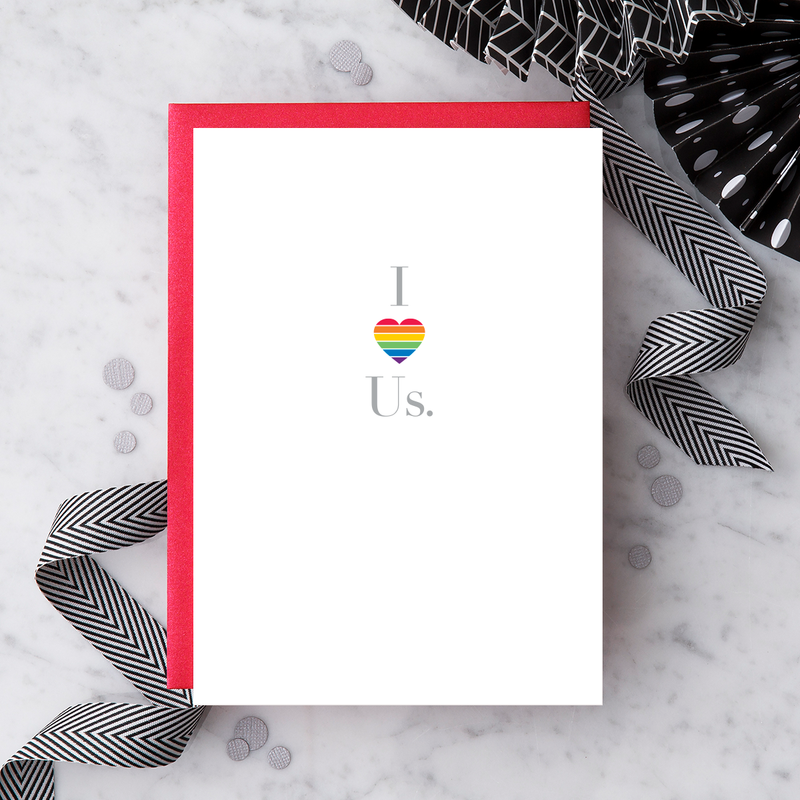 "I Love Us” Rainbow Heart LQBTQIA+ Valentine’s Card
