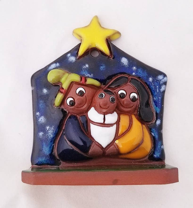 Bolivian Holy Family Creche Ornament w/ Star