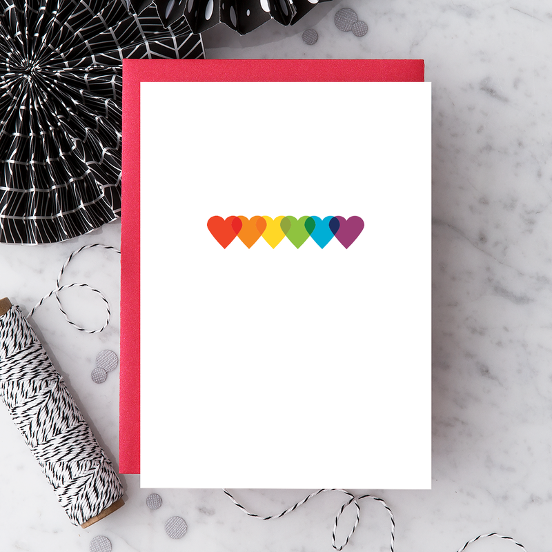 Rainbow Hearts LGBTQIA+ Affirmation Card