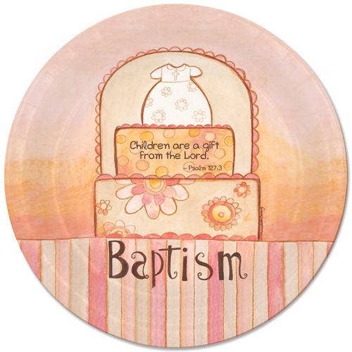 “Baptism” Cake Scripture Paper Plates
