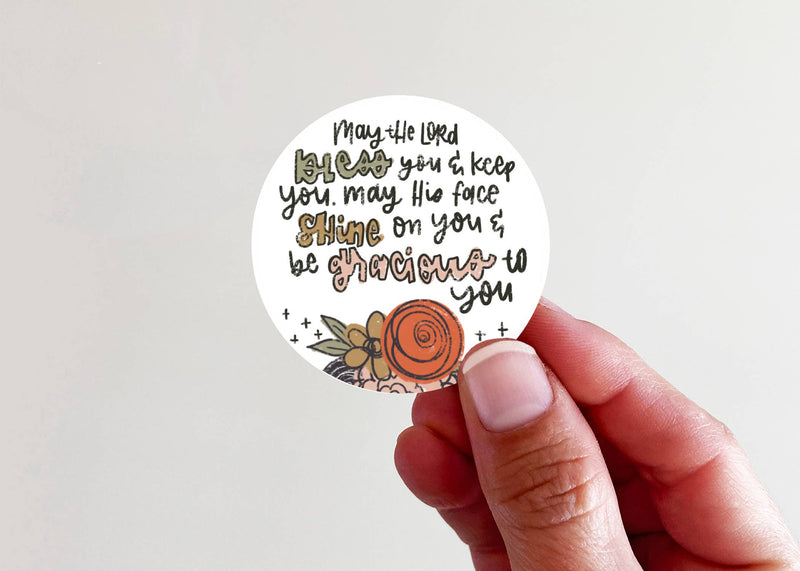 "May the Lord Bless You" Floral Vinyl Laptop Bottle Sticker