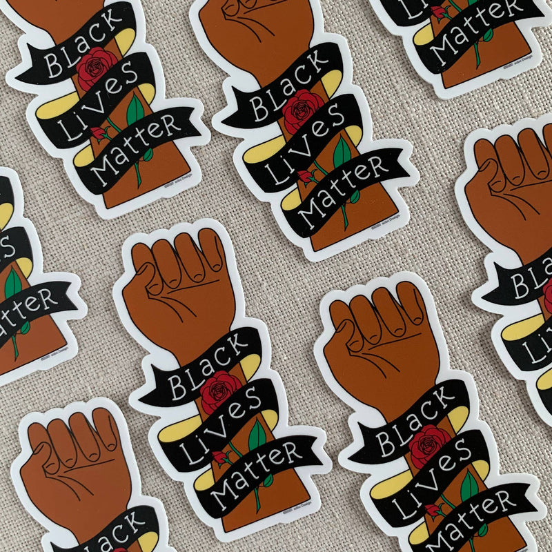 “Black Lives Matter” Fist & Rose Vinyl Sticker