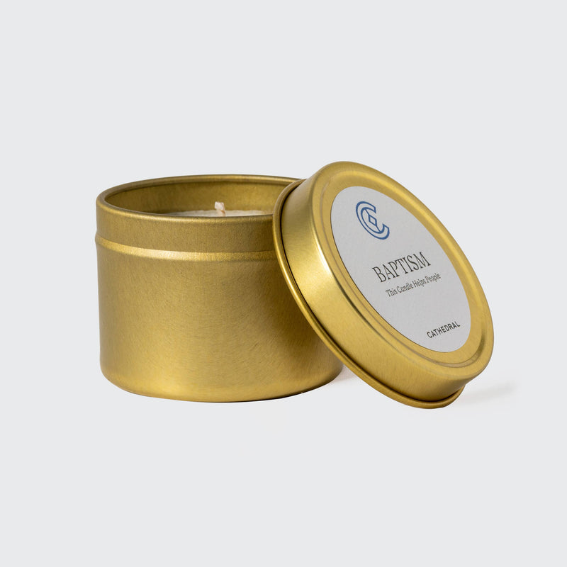 "Baptism" Gold Tin Candle, Small