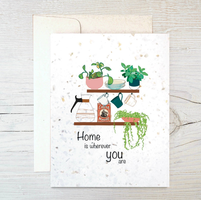 "Home Is Wherever You Are" Coffee Bean Greeting Card