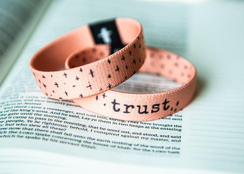 "Trust" with Black Crosses Stretchy Bracelet: KIDS
