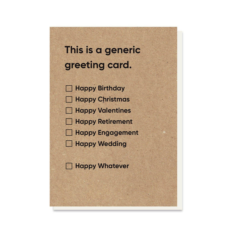 “This Is A Generic Greeting Card” Check-The-Box Card