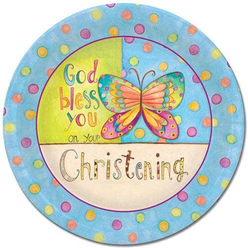 “God Bless You On Your Christening” Paper Plates - 8pk