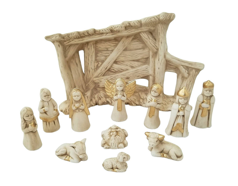 Ceramic Nativity Set with Creche