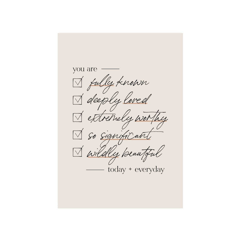 "You Are Fully Known" Checklist Print