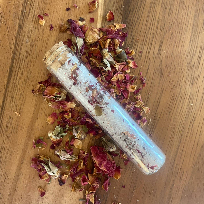 Herbal Bath Salts Test Tubes | Made With Dried Rose Petals